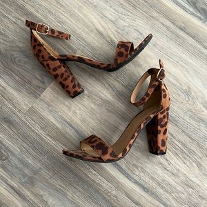 Leopard print heeled sandals